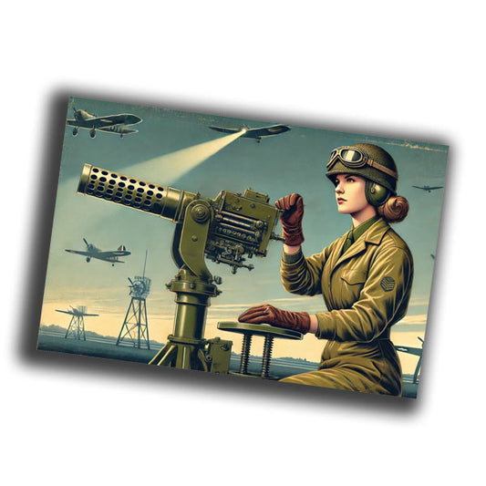 vintage-style illustration of a classic military woman WW2 Photo Glossy 4*6 in H016
