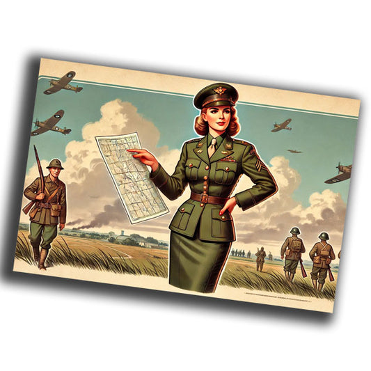 vintage-style illustration of a classic military woman WW2 Photo Glossy 4*6 in H017