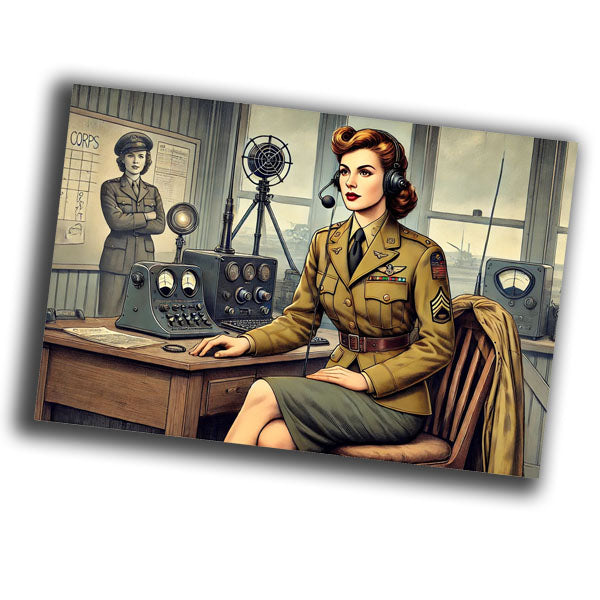 military woman dressed in a World War II-era signal corps uniform WW2 Photo Glossy 4*6 in H018