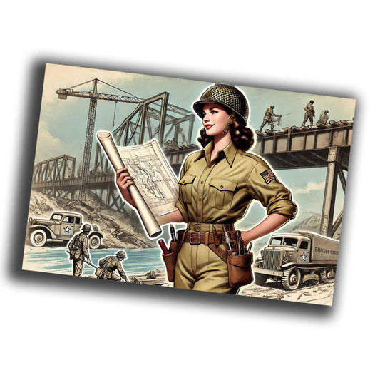 military woman dressed in a World War II-era engineer corps uniform WW2 Photo Glossy 4*6 in H019