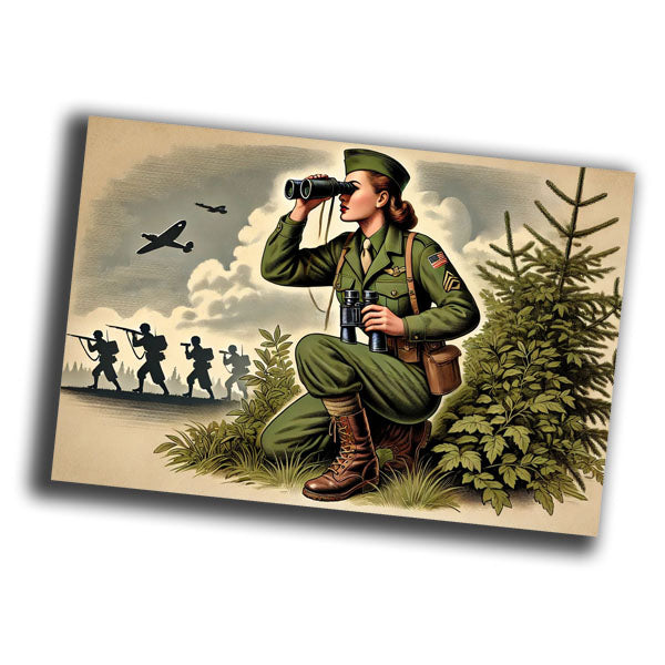 military woman, dressed in a World War II-era reconnaissance officer uniform WW2 Photo Glossy 4*6 in H020