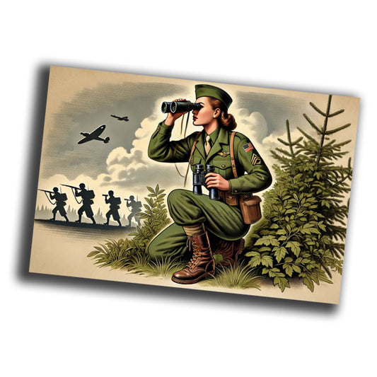 military woman, dressed in a World War II-era reconnaissance officer uniform WW2 Photo Glossy 4*6 in H020