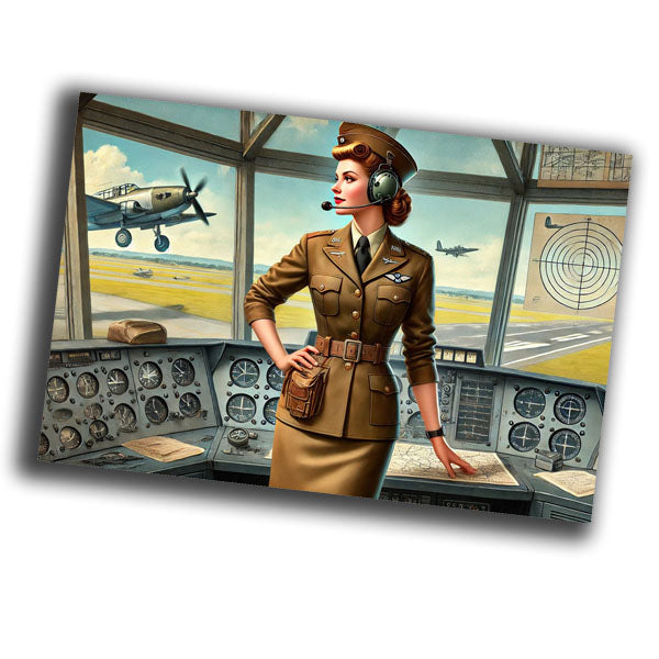 military woman dressed in a World War II-era air traffic control officer uniform WW2 Photo Glossy 4*6 in H021