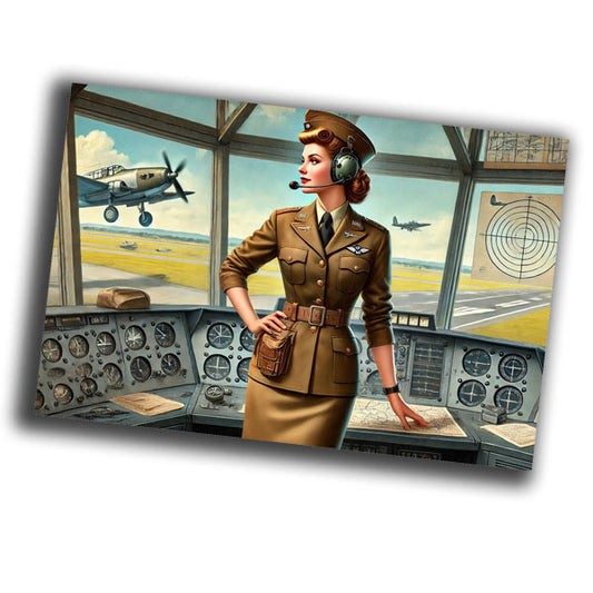 military woman dressed in a World War II-era air traffic control officer uniform WW2 Photo Glossy 4*6 in H021