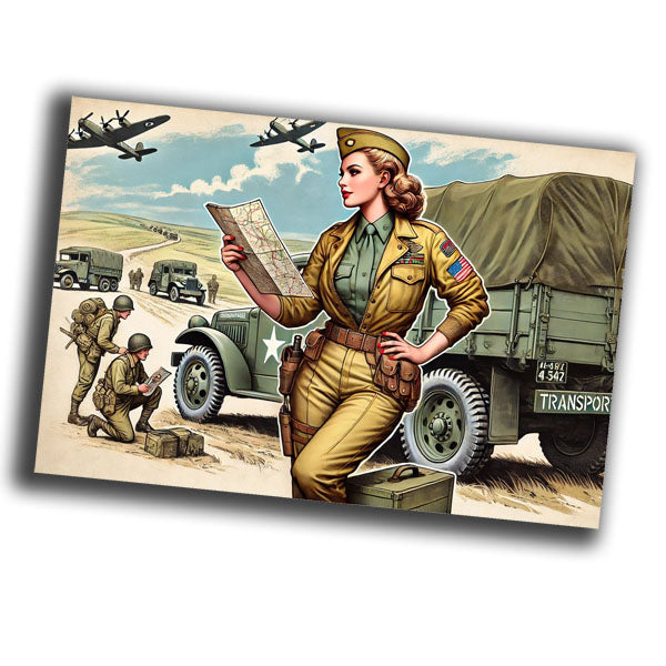 military woman dressed in a World War II-era transport officer uniform WW2 Photo Glossy 4*6 in H022