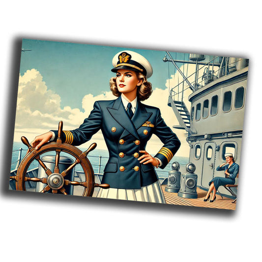 classic military woman, dressed in a World War II-era naval officer uniform WW2 Photo Glossy 4*6 in H023