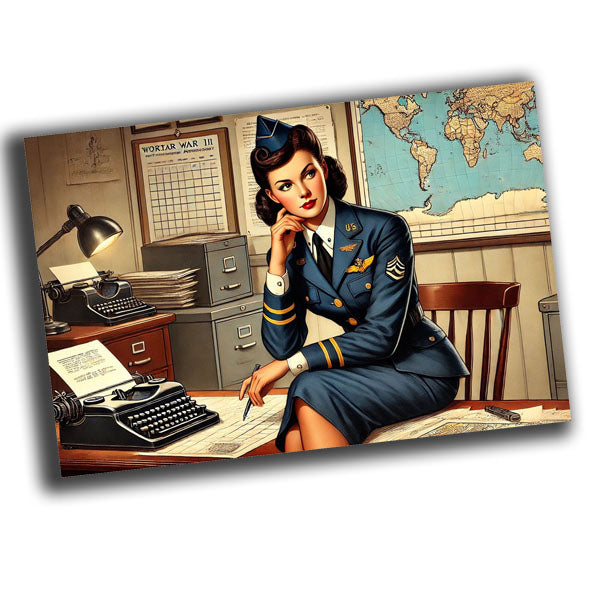 military woman, dressed in a World War II-era intelligence analyst uniform WW2 Photo Glossy 4*6 in H024