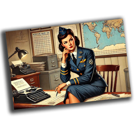 military woman, dressed in a World War II-era intelligence analyst uniform WW2 Photo Glossy 4*6 in H024