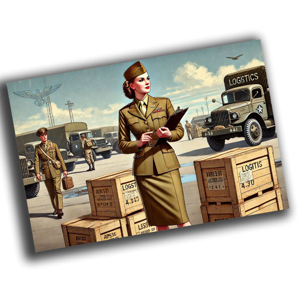 classic military woman, dressed in a World War II-era logistics officer uniform WW2 Photo Glossy 4*6 in H028