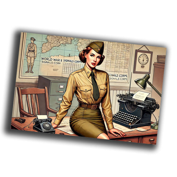 classic military woman dressed in a World War II-era signals corps uniform WW2 Photo Glossy 4*6 in H030