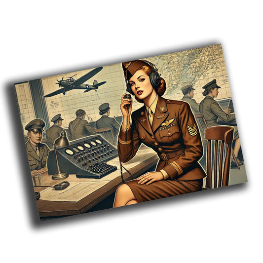 military woman dressed in a World War II-era communication officer uniform WW2 Photo Glossy 4*6 in H033