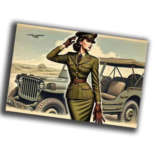 classic military woman, dressed in a World War II-era uniform WW2 Photo Glossy 4*6 in H034