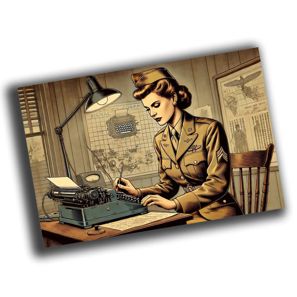 vintage-style illustration of a classic military woman WW2 Photo Glossy 4*6 in I001