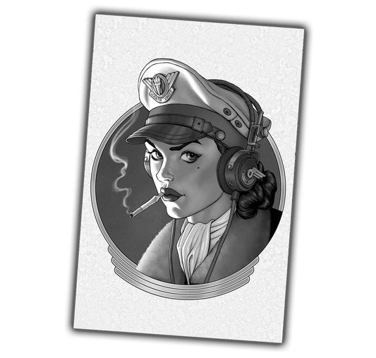 vintage-style illustration of a classic military woman from the WW2 Photo Glossy 4*6 in I043