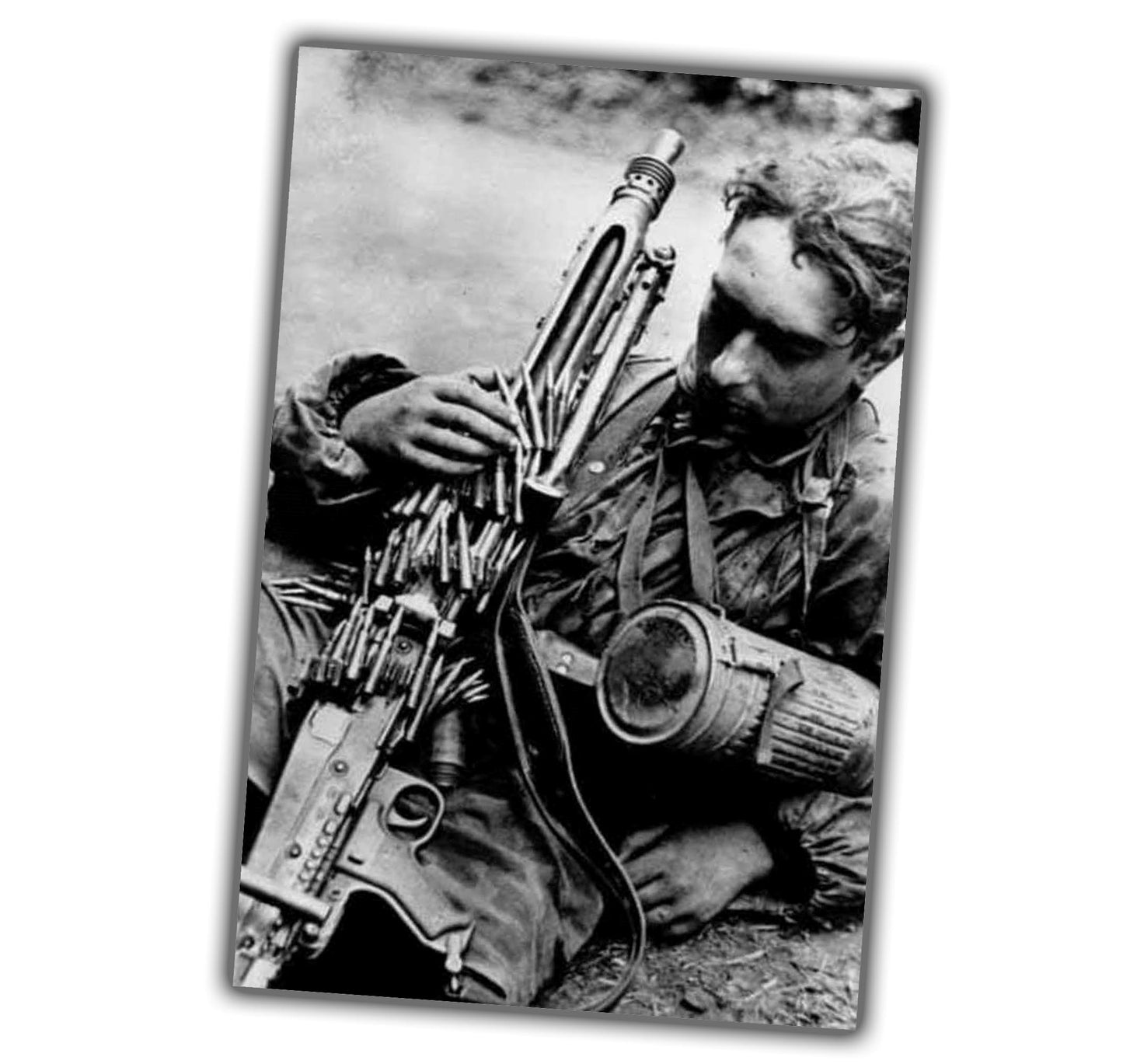 German military soldier with machine gun WW2 Photo Glossy 4*6 in I050