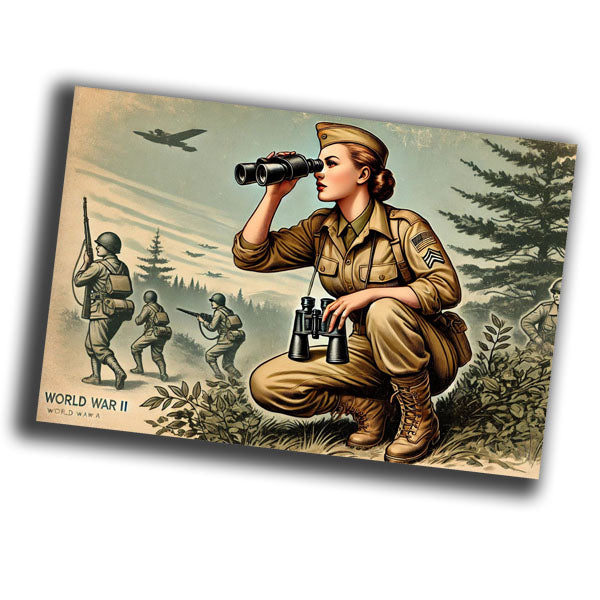 vintage-style illustration of a classic military woman WW2 Photo Glossy 4*6 in I011