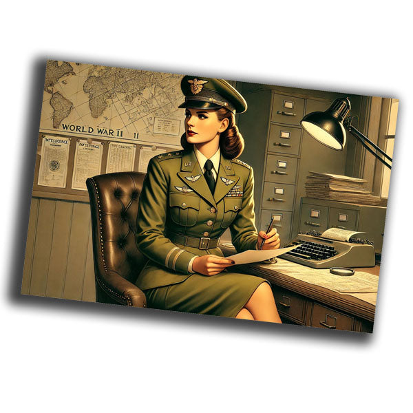 vintage-style illustration of a classic military woman mechanic WW2 Photo Glossy 4*6 in I014