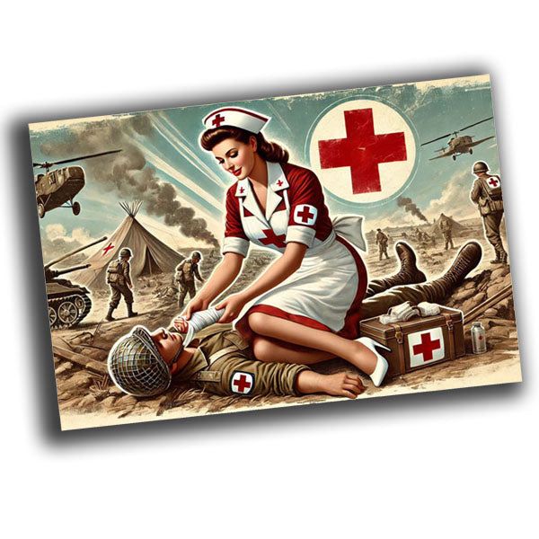 vintage-style illustration of a classic military woman mechanic WW2 Photo Glossy 4*6 in I015