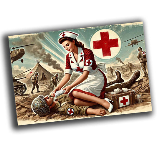 vintage-style illustration of a classic military woman mechanic WW2 Photo Glossy 4*6 in I015