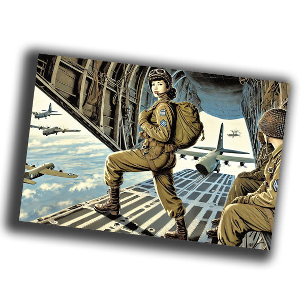 vintage-style illustration of a classic military woman Airborne Paratroopers WW2 Photo Glossy 4*6 in I018