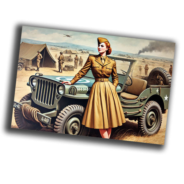 vintage-style illustration of a classic military woman Airborne Paratroopers WW2 Photo Glossy 4*6 in I019