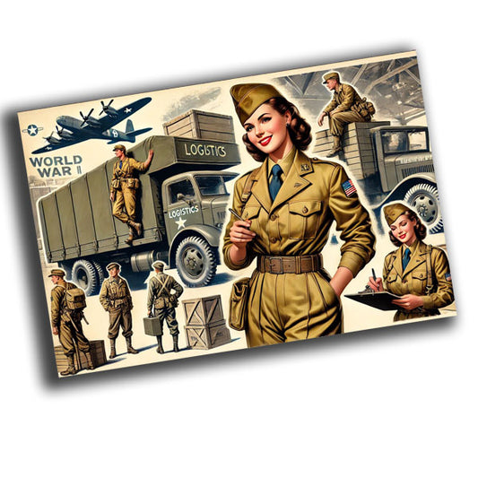 vintage-style illustration of a classic military woman jeep willis WW2 Photo Glossy 4*6 in I023