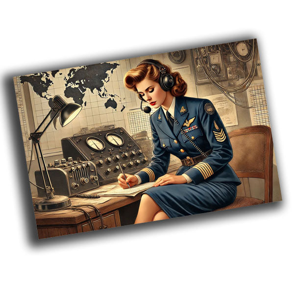 vintage-style illustration of a classic military woman jeep willis WW2 Photo Glossy 4*6 in I024
