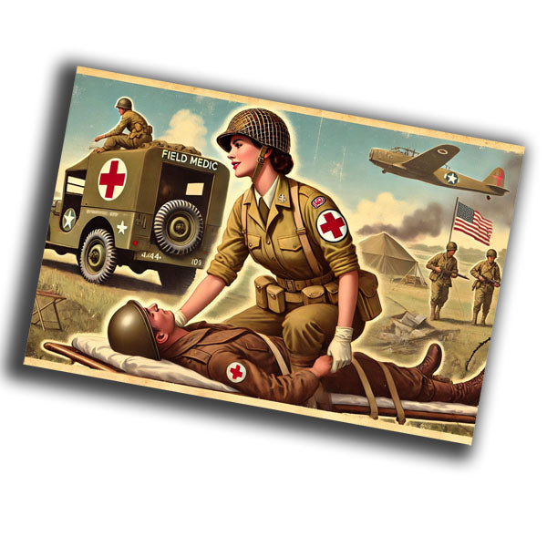 vintage-style illustration of a classic military woman WW2 Photo Glossy 4*6 in I025