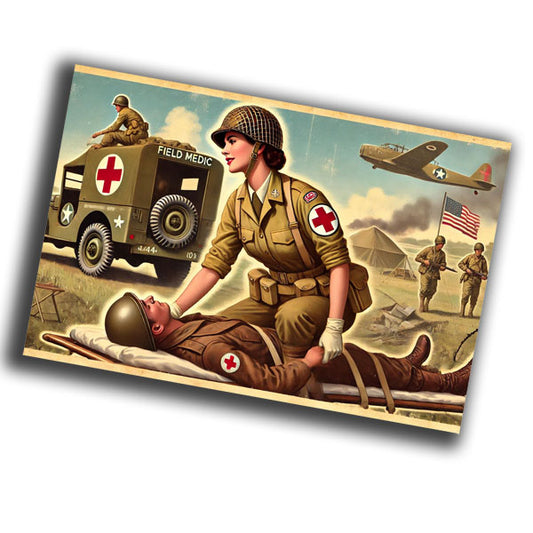 vintage-style illustration of a classic military woman WW2 Photo Glossy 4*6 in I025