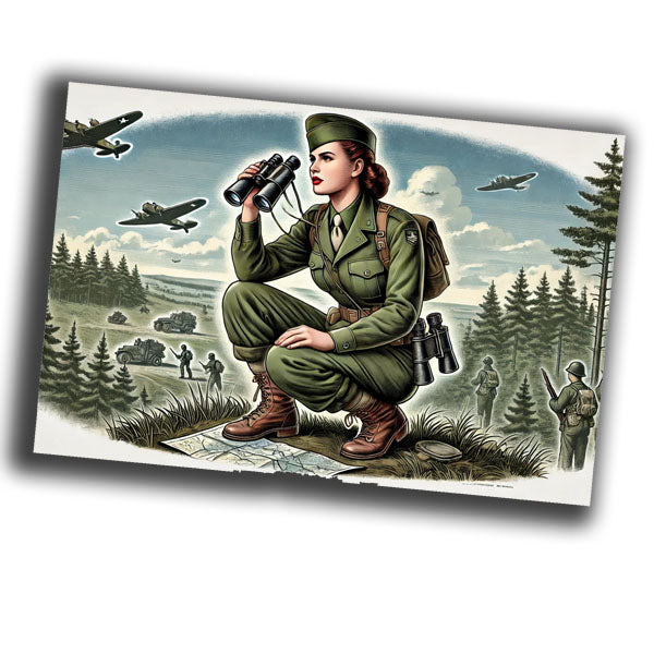 vintage-style illustration of a classic military woman  WW2 Photo Glossy 4*6 in I028