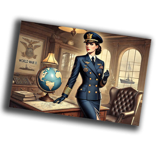 vintage-style illustration of a classic military woman pilot WW2 Photo Glossy 4*6 in I032