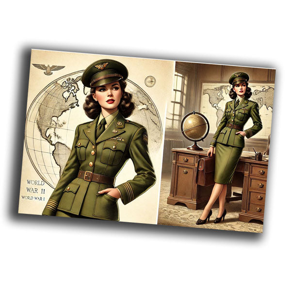 vintage-style illustration of a classic military woman pilot WW2 Photo Glossy 4*6 in I033