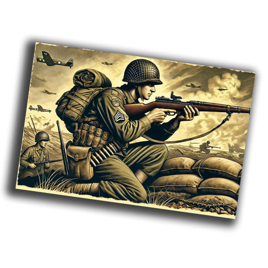 vintage-style illustration of a classic military soldier WW2 Photo Glossy 4*6 in J003