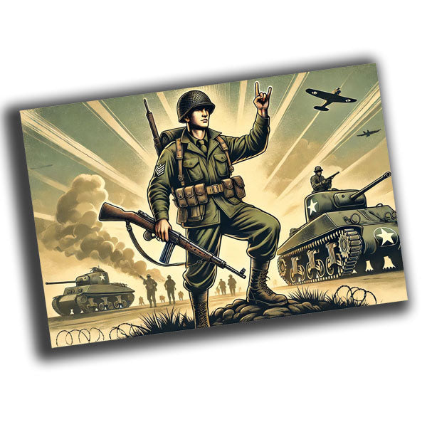 vintage-style illustration of a classic military soldier WW2 Photo Glossy 4*6 in J004