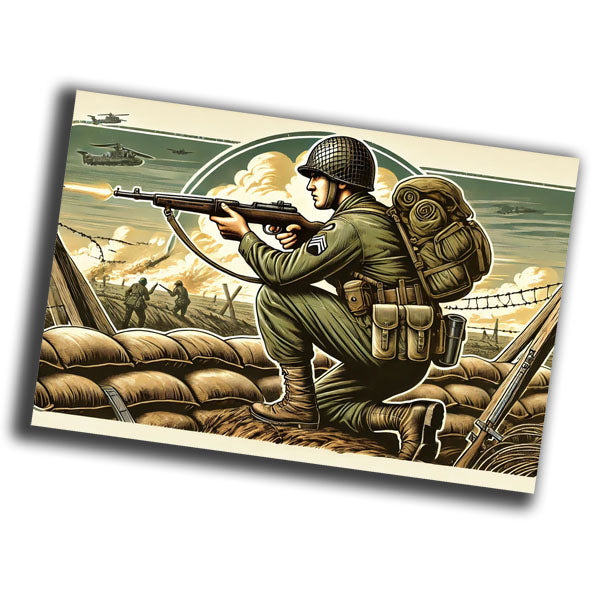 vintage-style illustration of a classic military soldier WW2 Photo Glossy 4*6 in J005