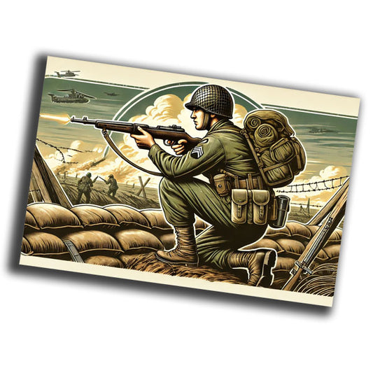 vintage-style illustration of a classic military soldier WW2 Photo Glossy 4*6 in J005