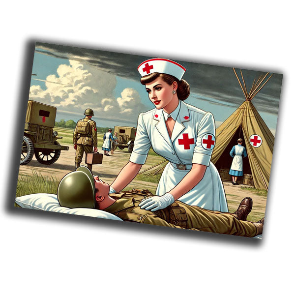vintage-style illustration of a classic military woman nurse WW2 Photo Glossy 4*6 in J016