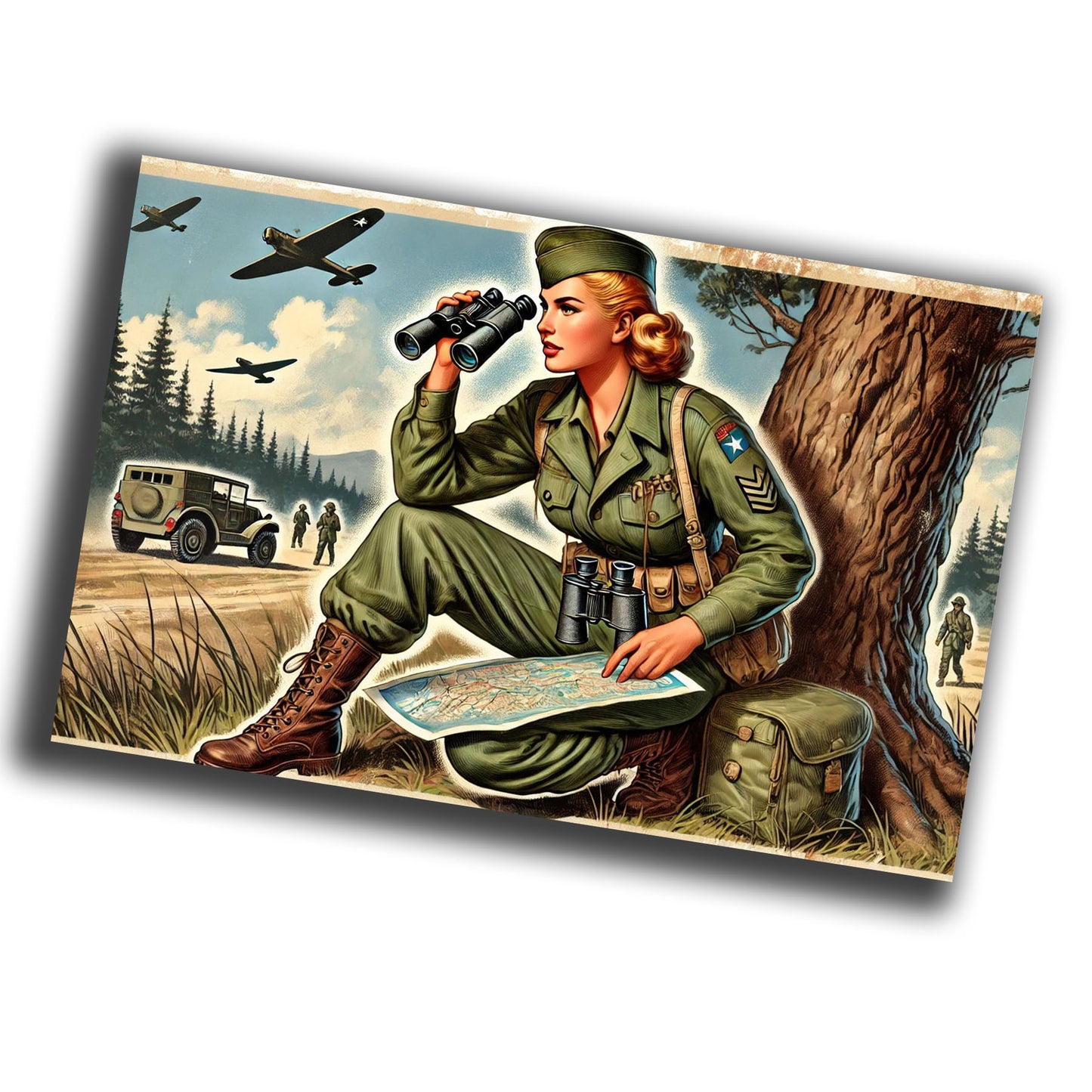 vintage-style illustration of a classic military woman nurse WW2 Photo Glossy 4*6 in J019