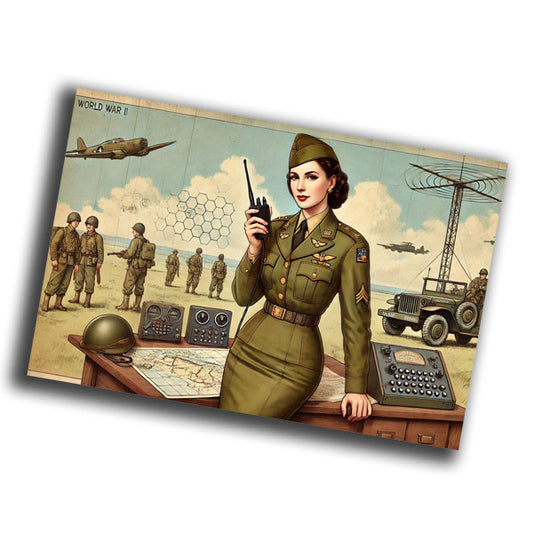 vintage-style illustration of a classic military woman WW2 Photo Glossy 4*6 in J022