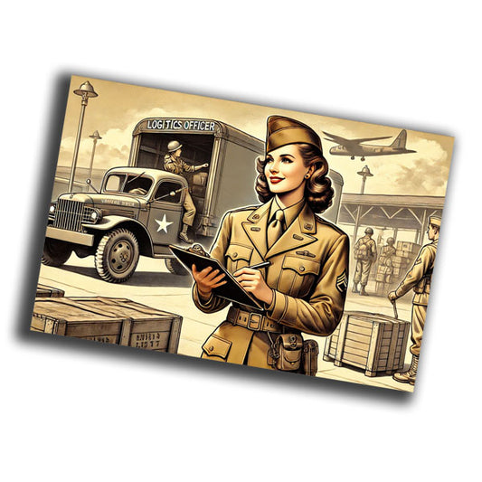 vintage-style illustration of a classic military woman WW2 Photo Glossy 4*6 in J023
