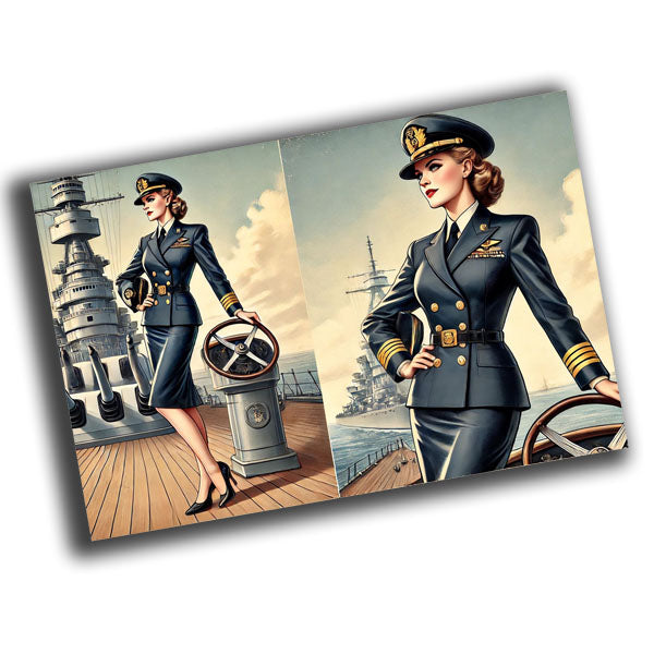 vintage-style illustration of a classic military woman WW2 Photo Glossy 4*6 in J025