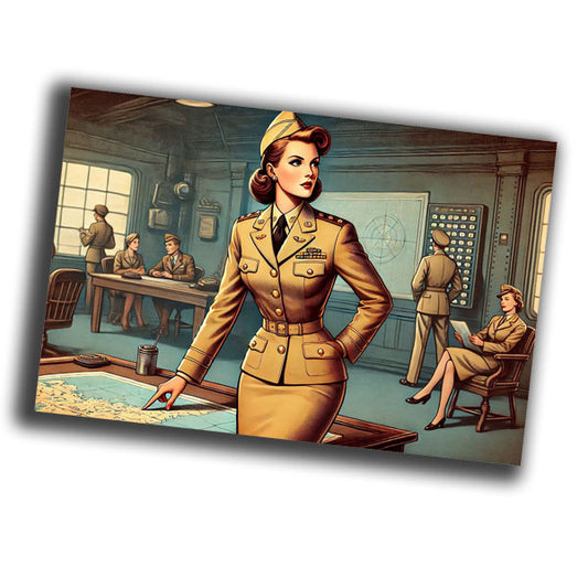 vintage-style illustration of a classic military woman WW2 Photo Glossy 4*6 in J028