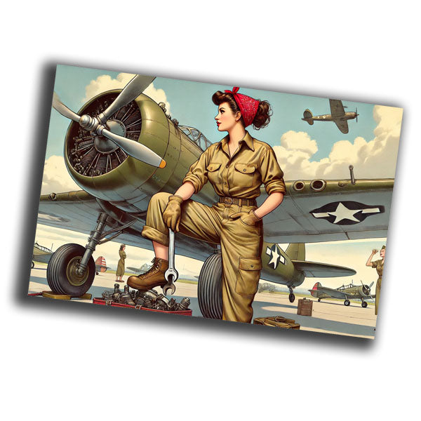 vintage-style illustration woman pilot military woman WW2 Photo Glossy 4*6 in J029