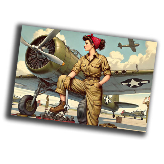 vintage-style illustration woman pilot military woman WW2 Photo Glossy 4*6 in J029