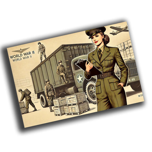 vintage-style illustration military woman uniform WW2 Photo Glossy 4*6 in J032