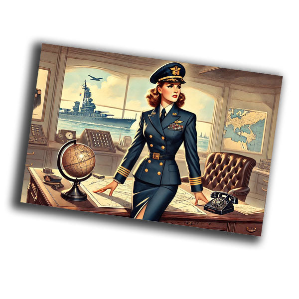 vintage-style illustration military woman uniform WW2 Photo Glossy 4*6 in J035