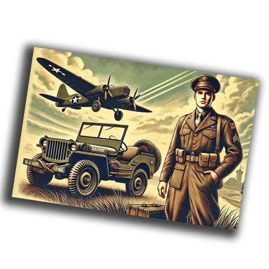 vintage illustration depicting a classic military scene from the mid-20th WW2 Photo Glossy 4*6 in K005
