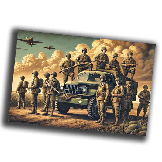 vintage illustration depicting a classic military scene from the mid-20th WW2 Photo Glossy 4*6 in K008