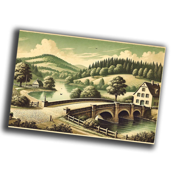 German countryside from the mid-20th century, featuring an untouched rustic landscape WW2 Photo Glossy 4*6 in K010