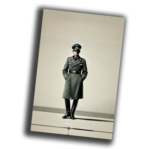 vintage-style illustration of a classic German officer from the mid-20th century WW2 Photo Glossy 4*6 in K012